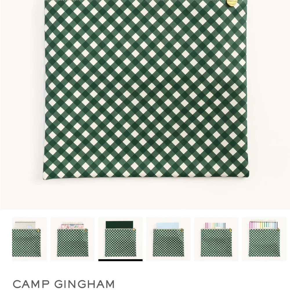 Camp Green Gingham Zip Planner Pouch Sleeve
